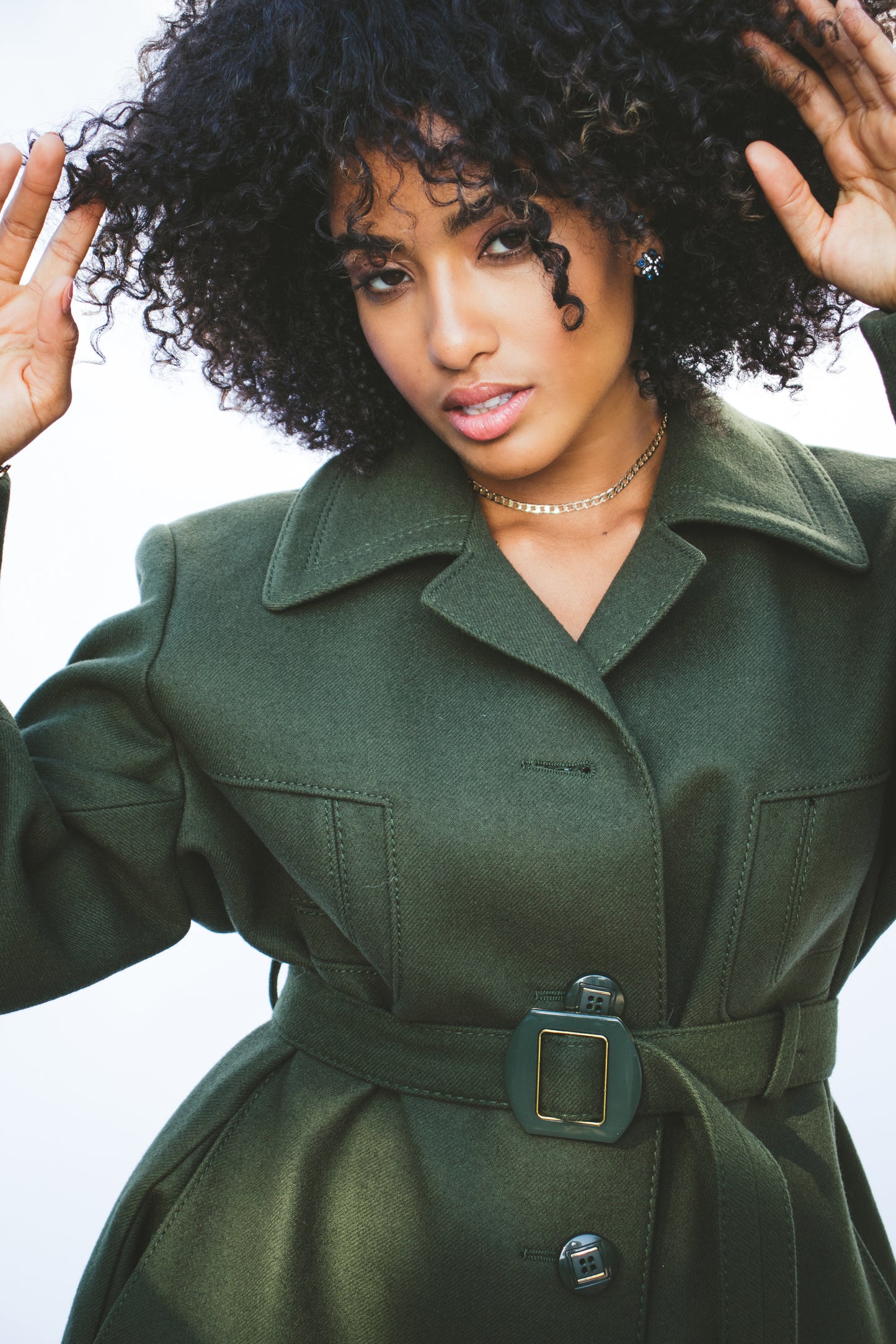 80's Long Olive Wool Overcoat M/L