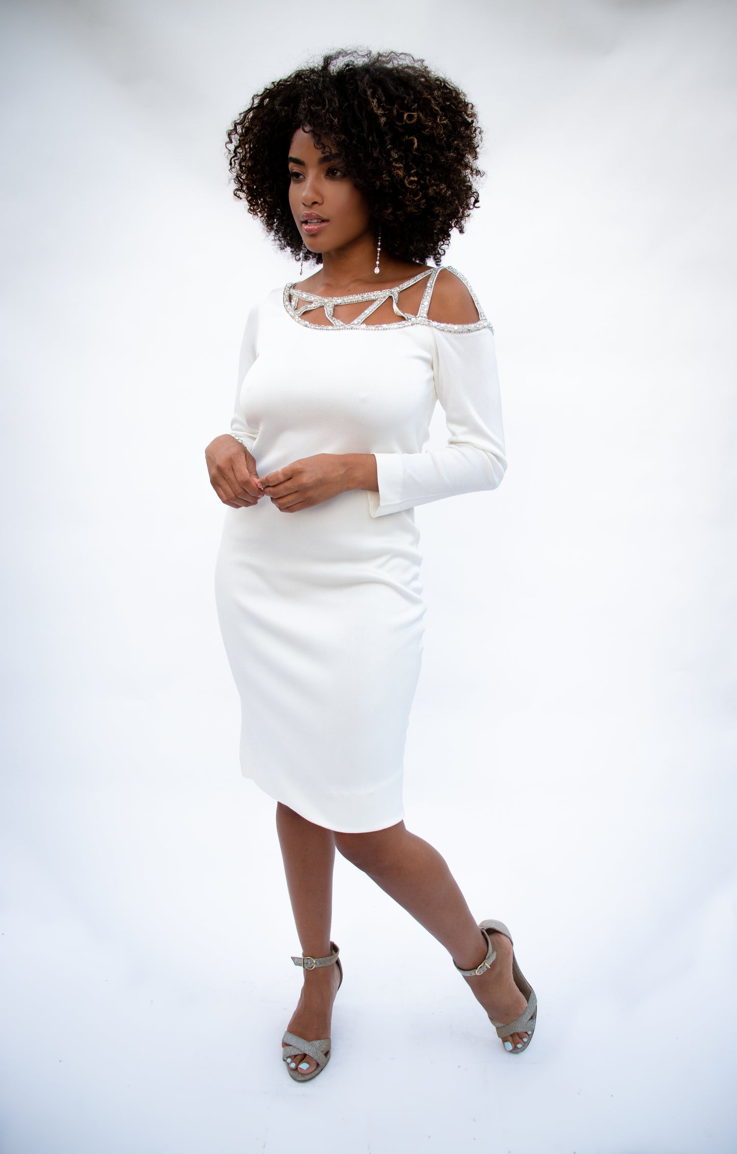 80's Bob Mackie White Dress S/M