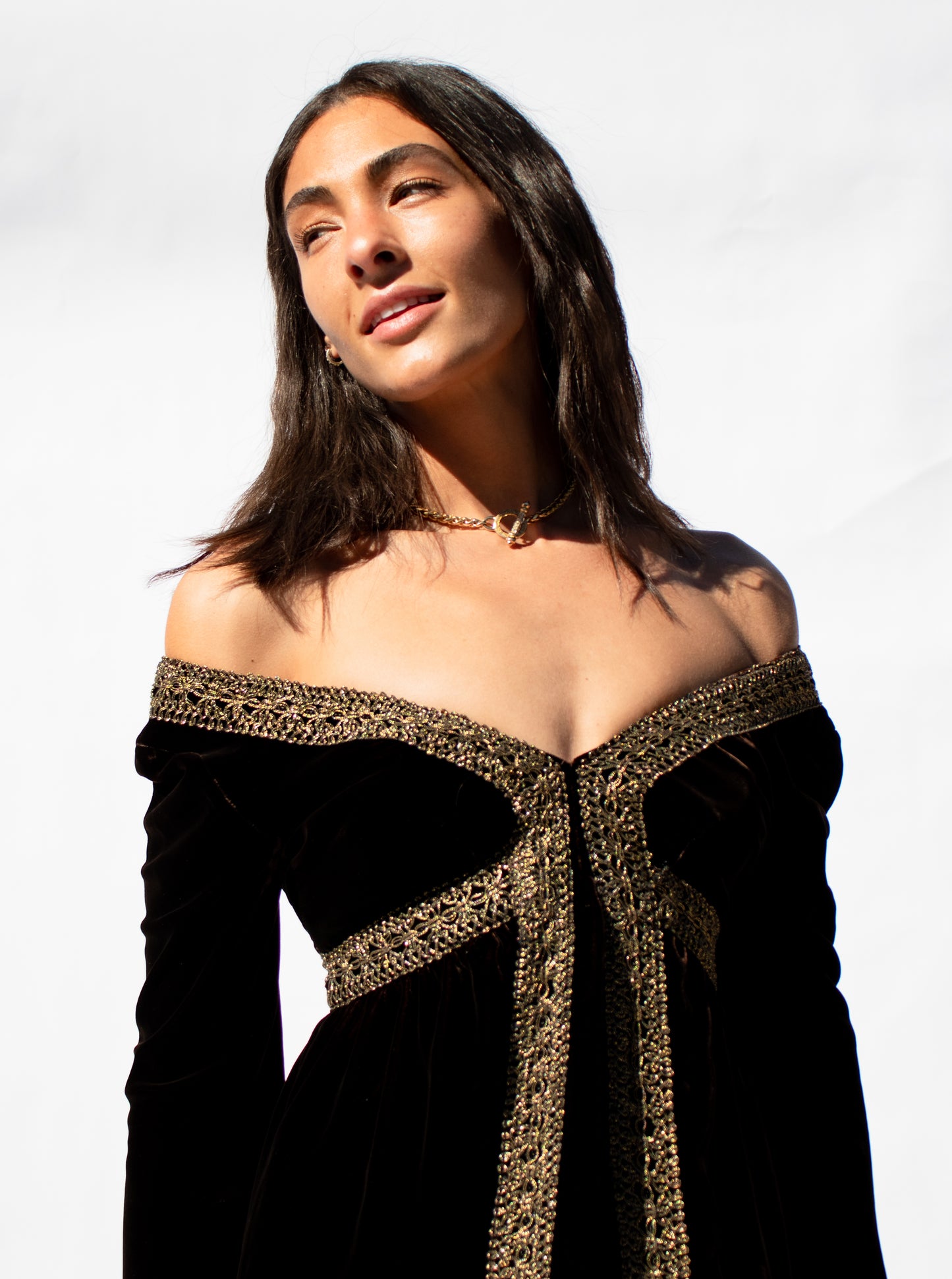 60's Garnet Velvet Brocade Dress XS