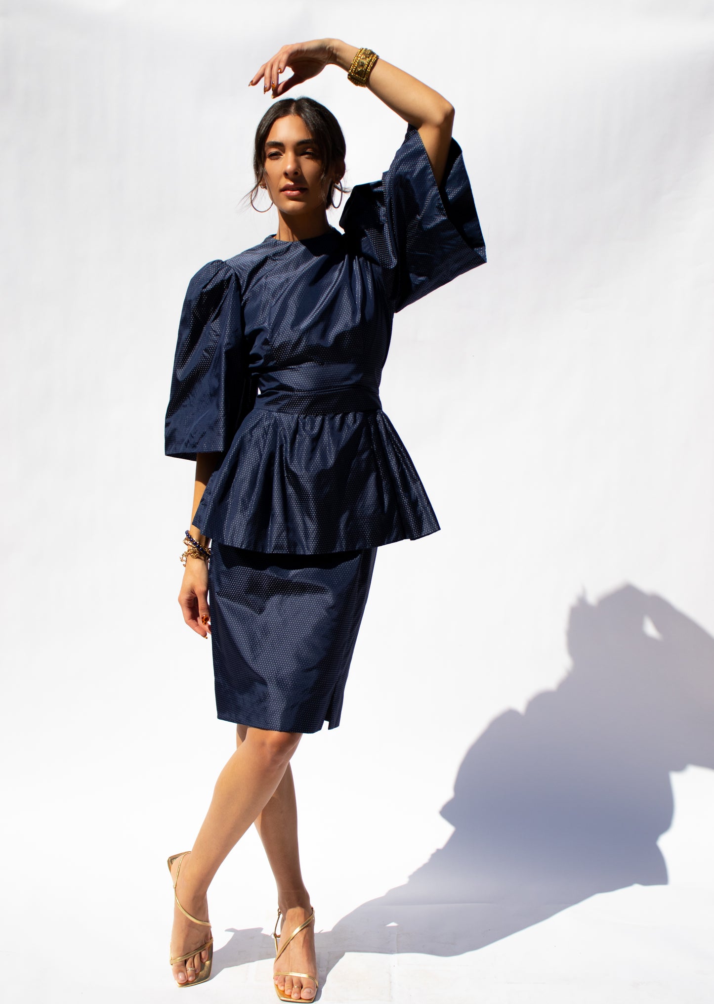 NY Pauline Trigere Blue Skirt Set M