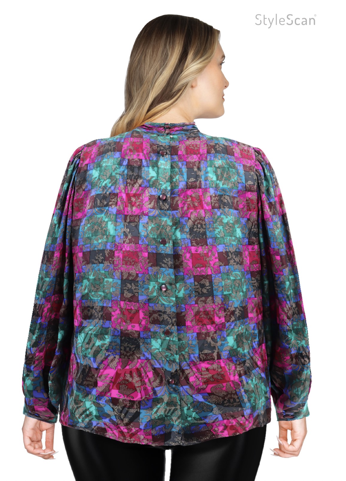 80's Silk Patterned Blouse L/XL