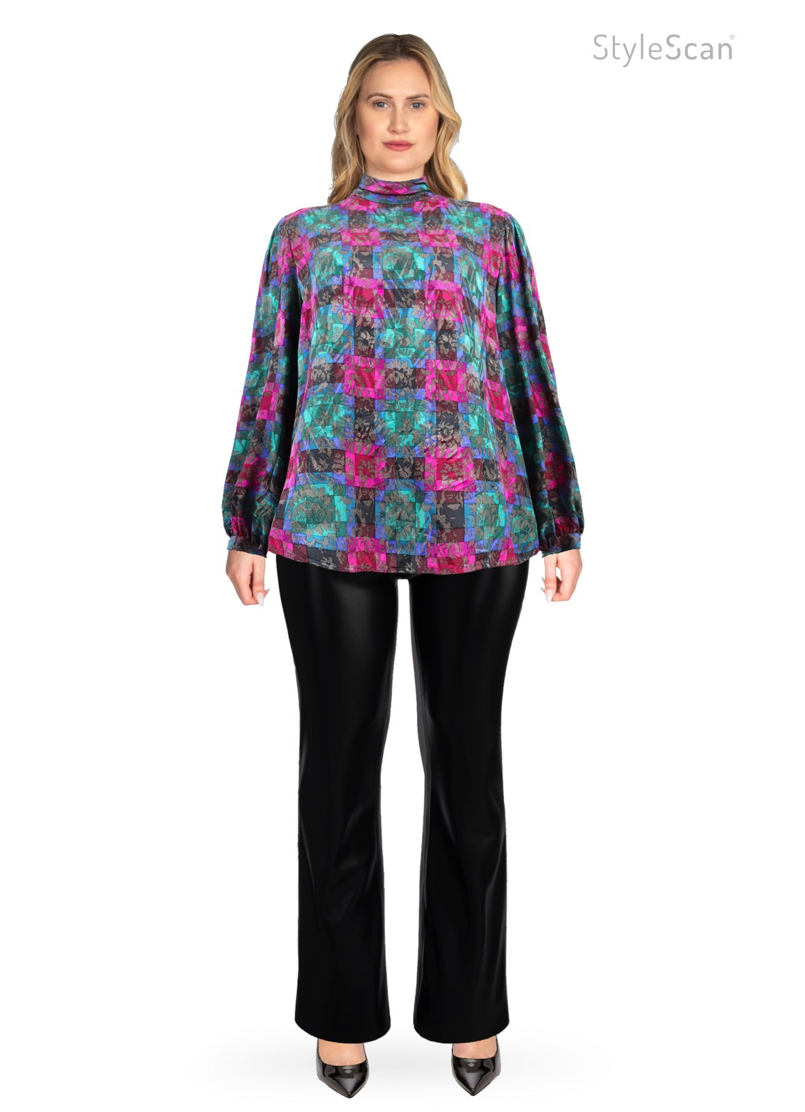 80's Silk Patterned Blouse L/XL