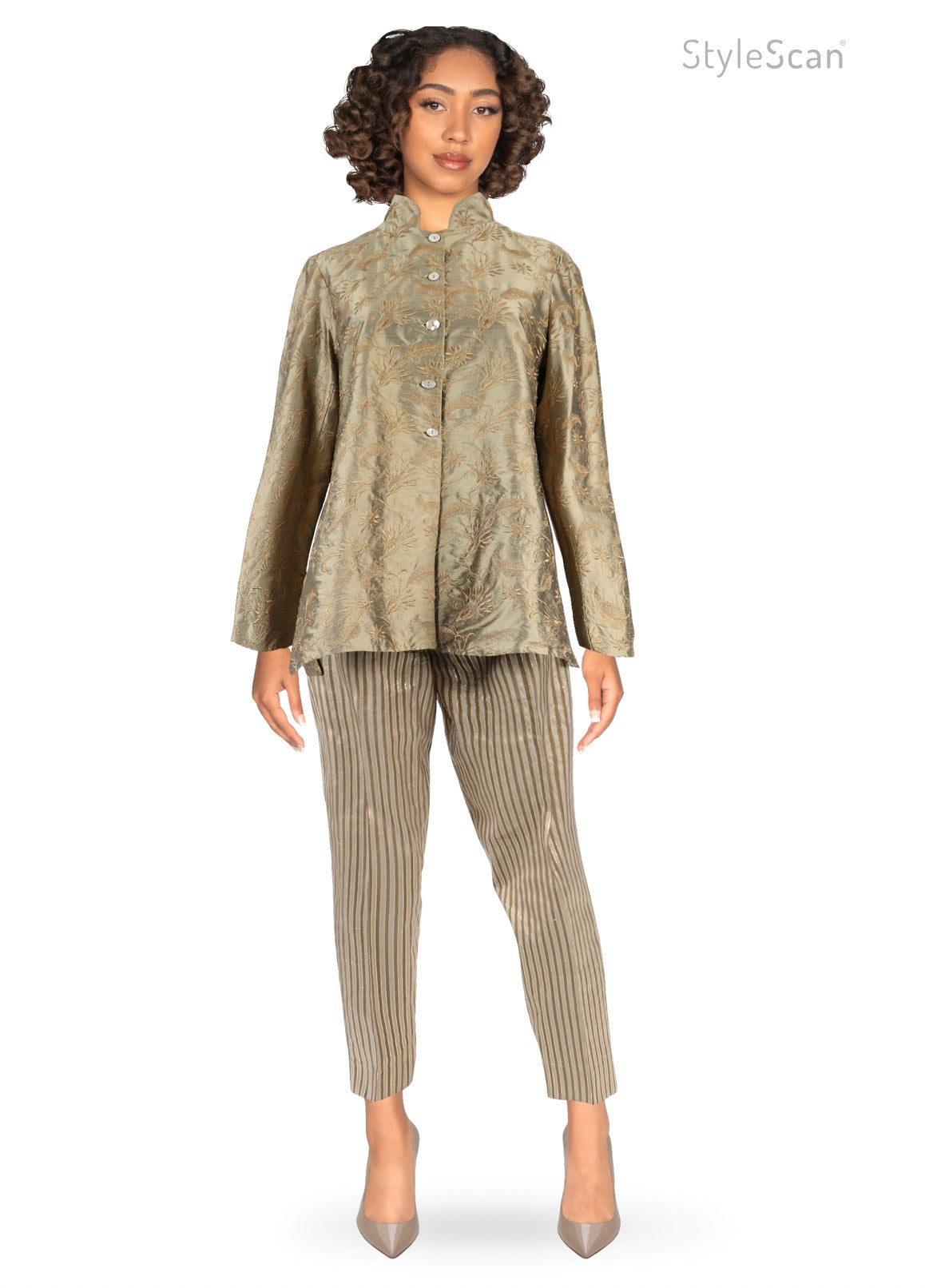90's Asian Silk Pantsuit M