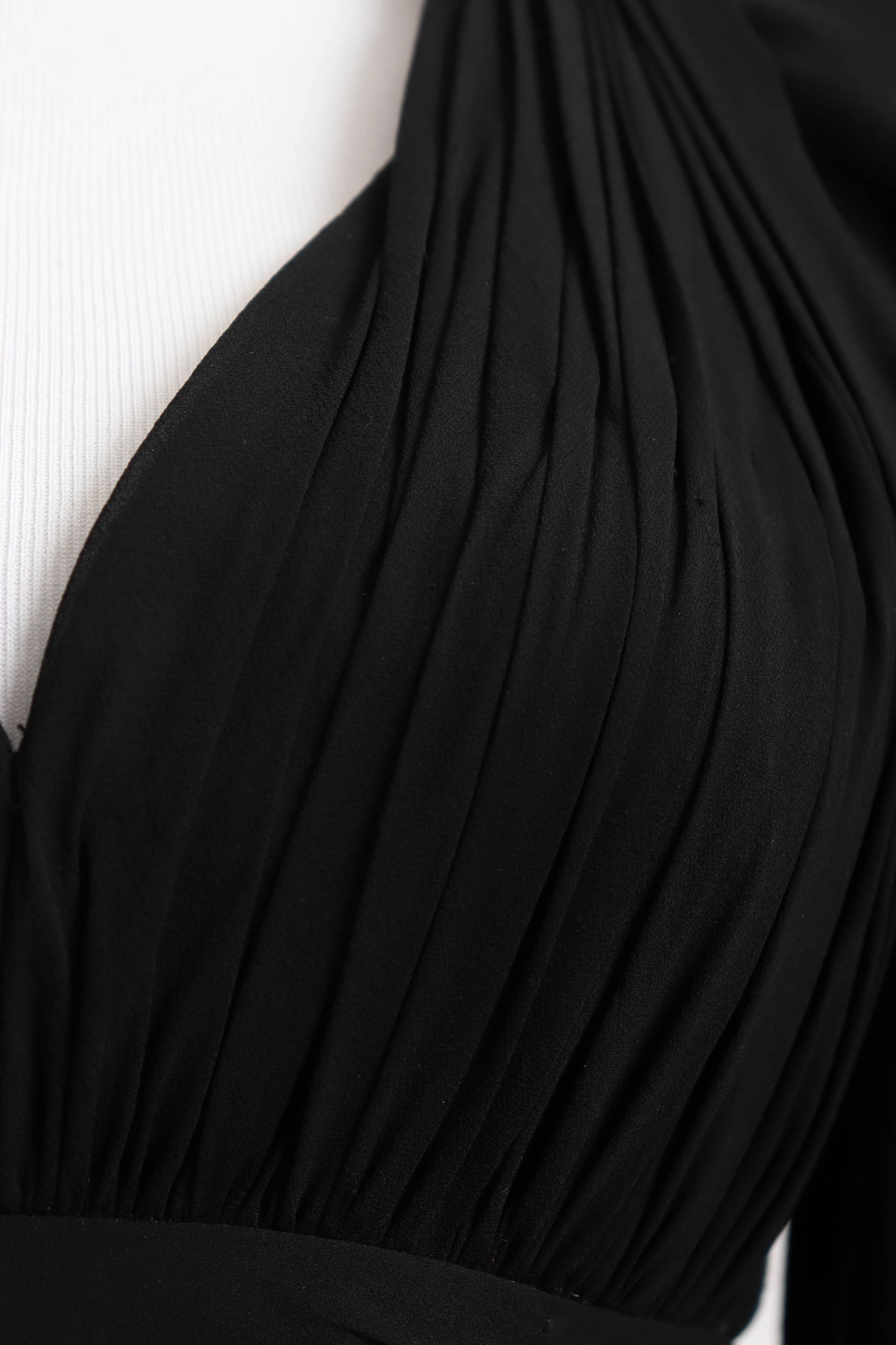 80's Black Silk Cocktail Dress XS