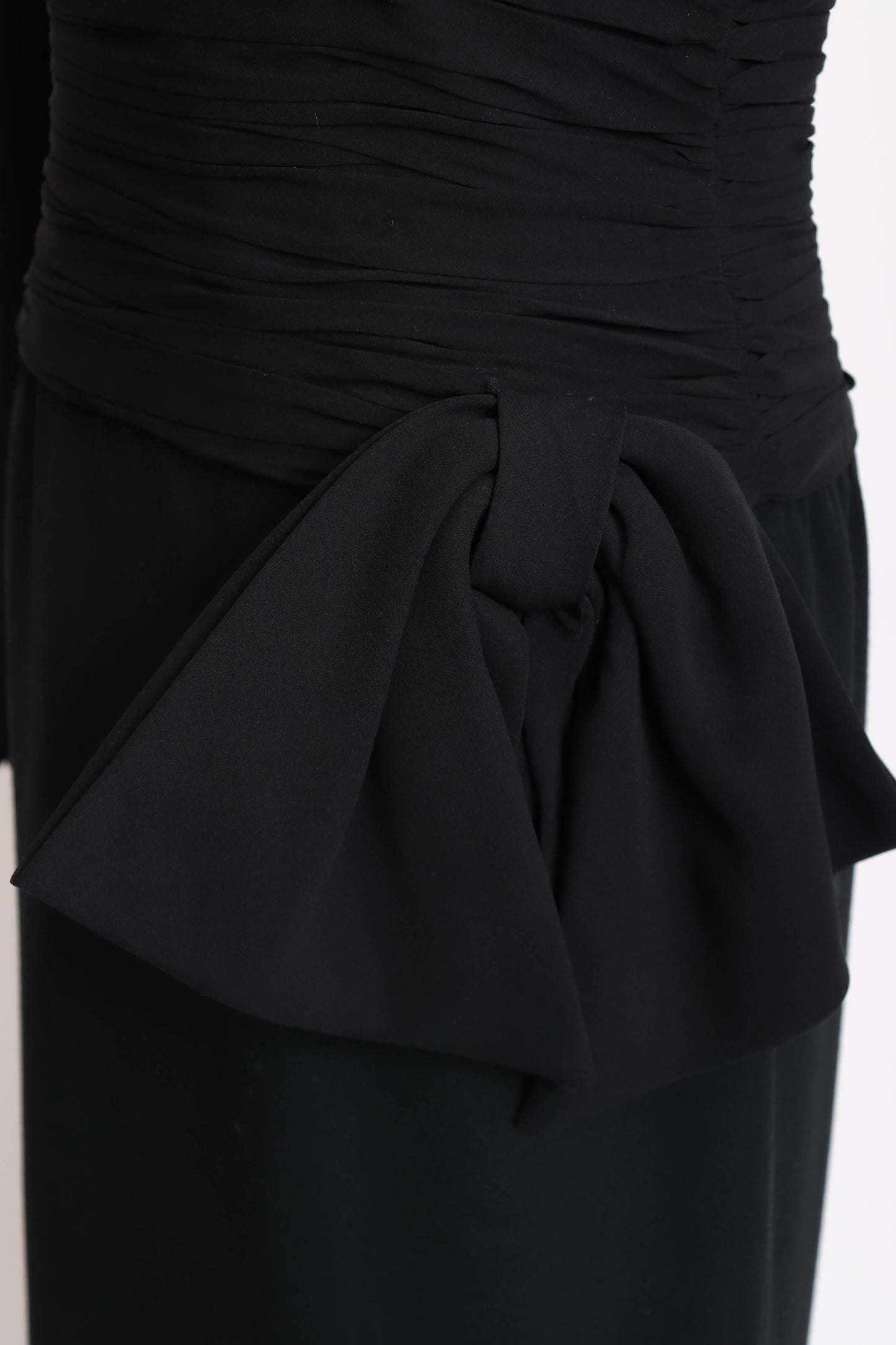 80's Black Silk Cocktail Dress XS