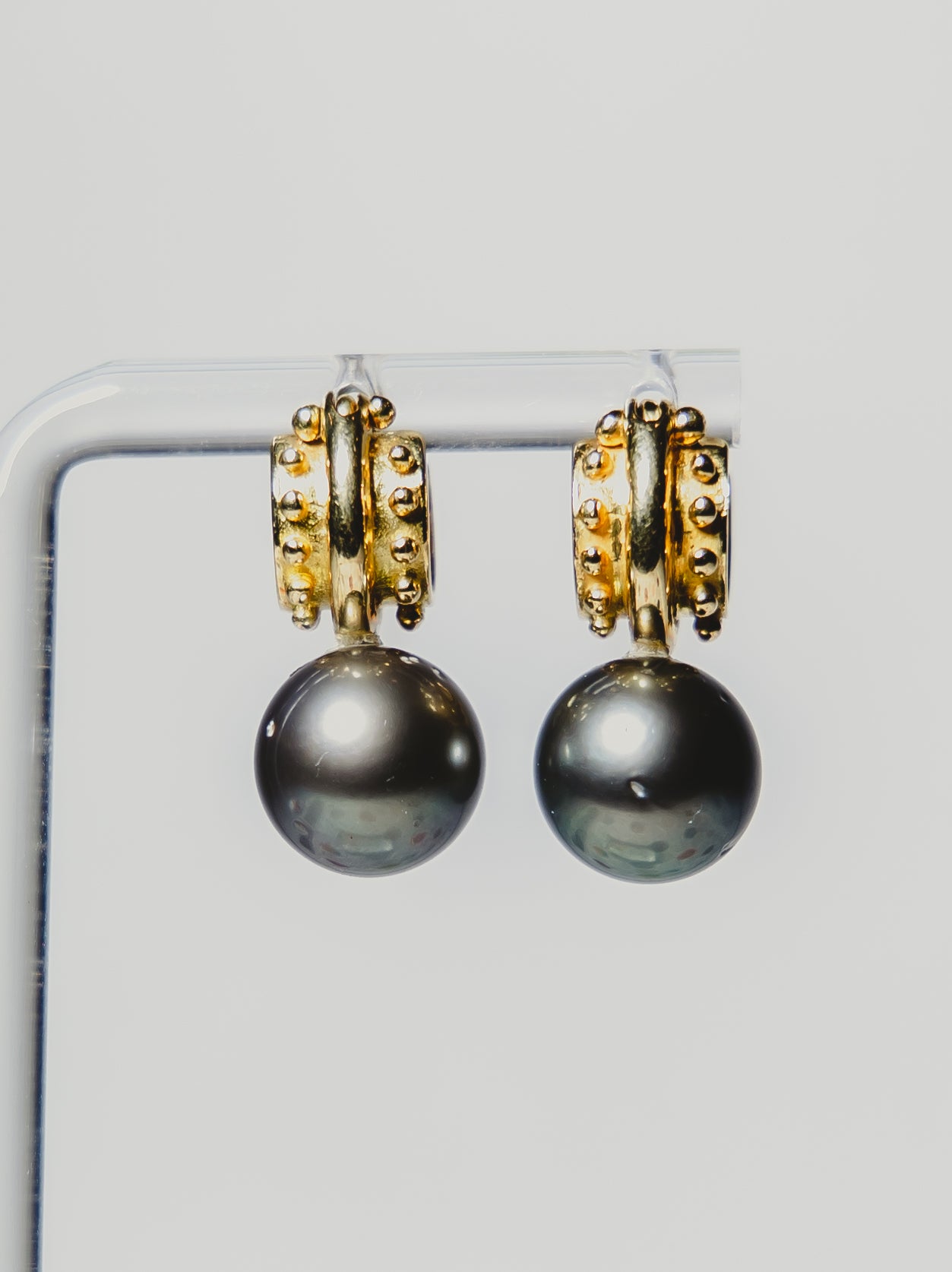 South Sea Black Pearl & Gold Earrings