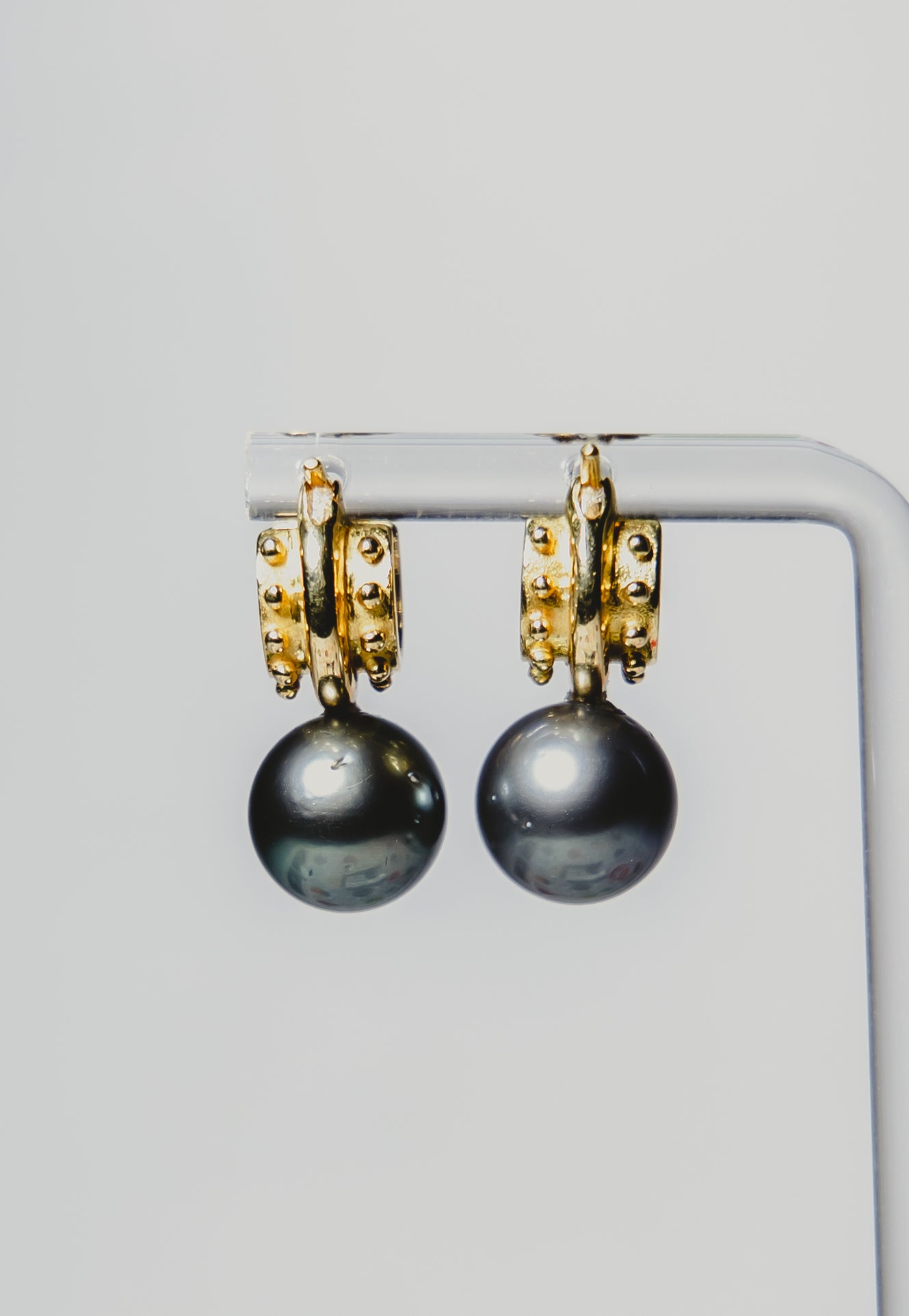 South Sea Black Pearl & Gold Earrings