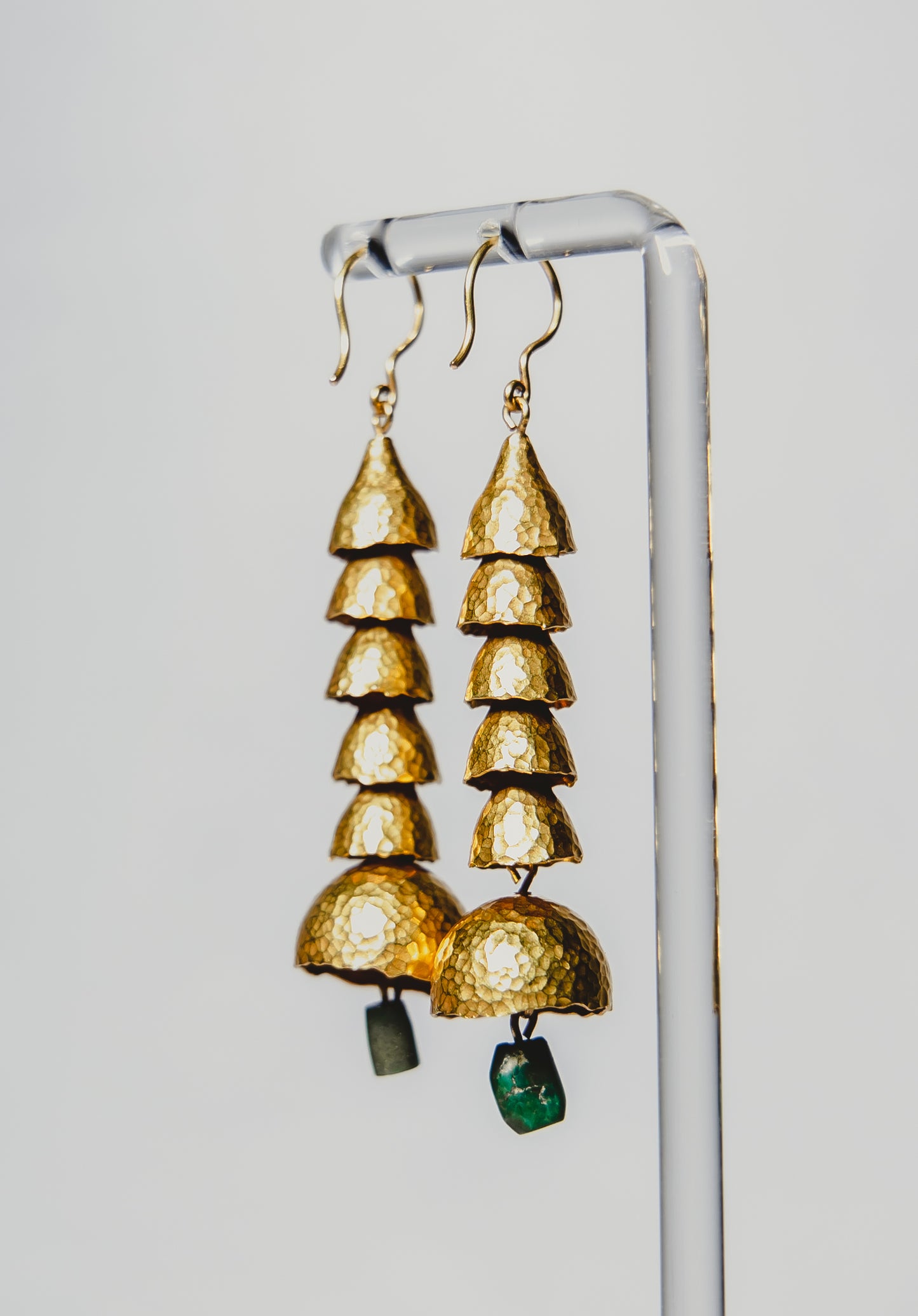 Gold & Jade Bell Earrings