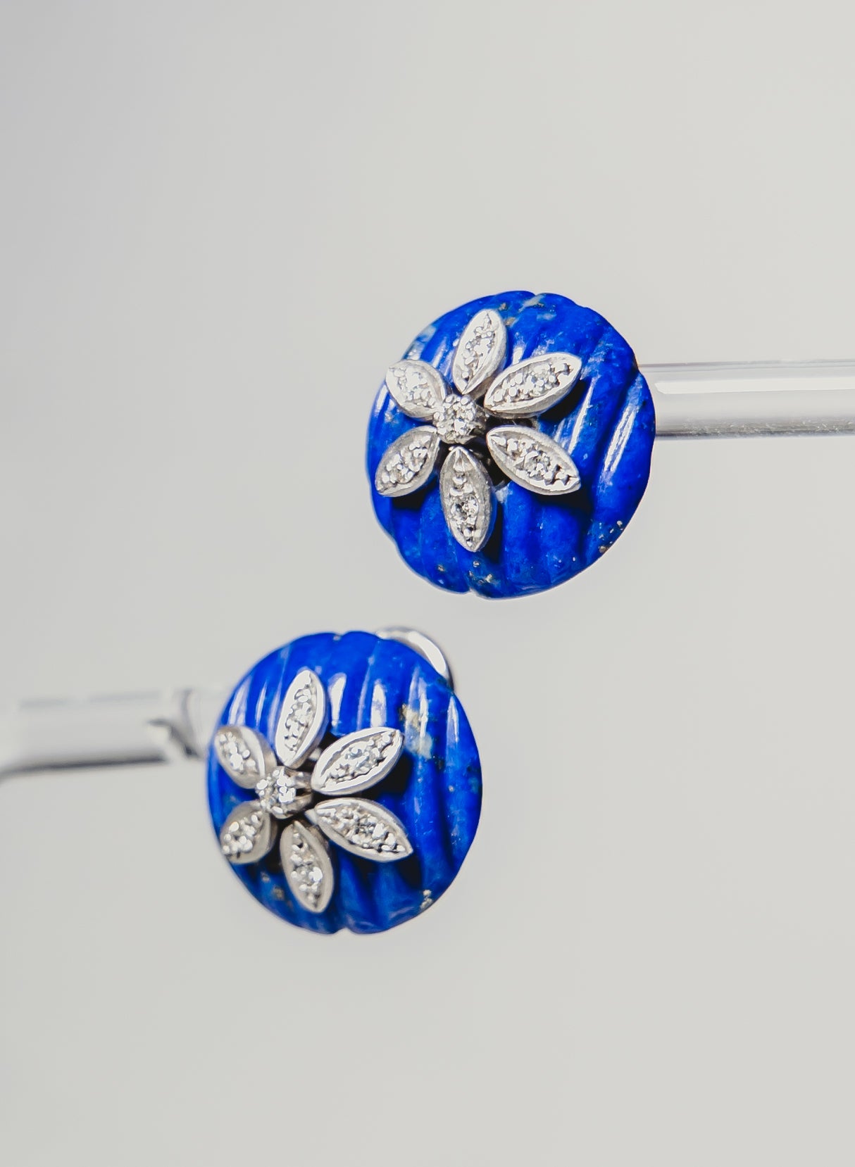 Blue Lapis and Diamond Earrings