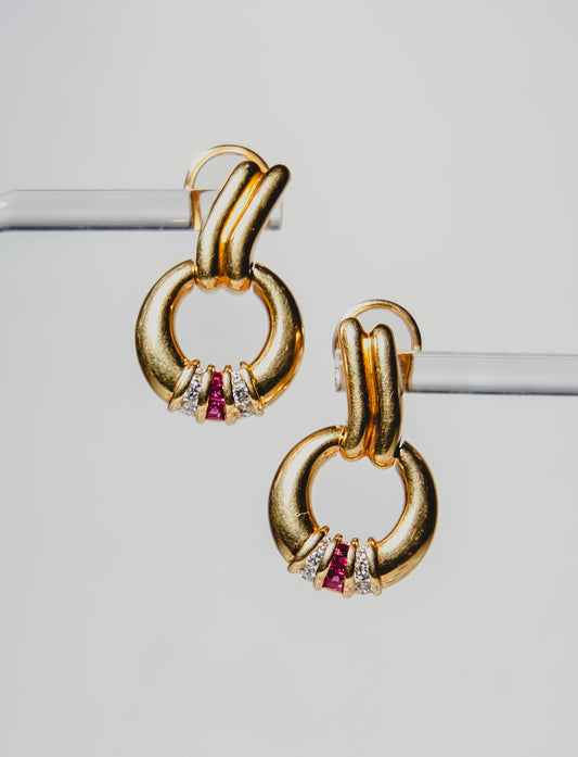 Rose Gold Ruby & Diamond Earrings