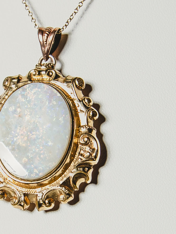 Opal & Gold Locket Necklace
