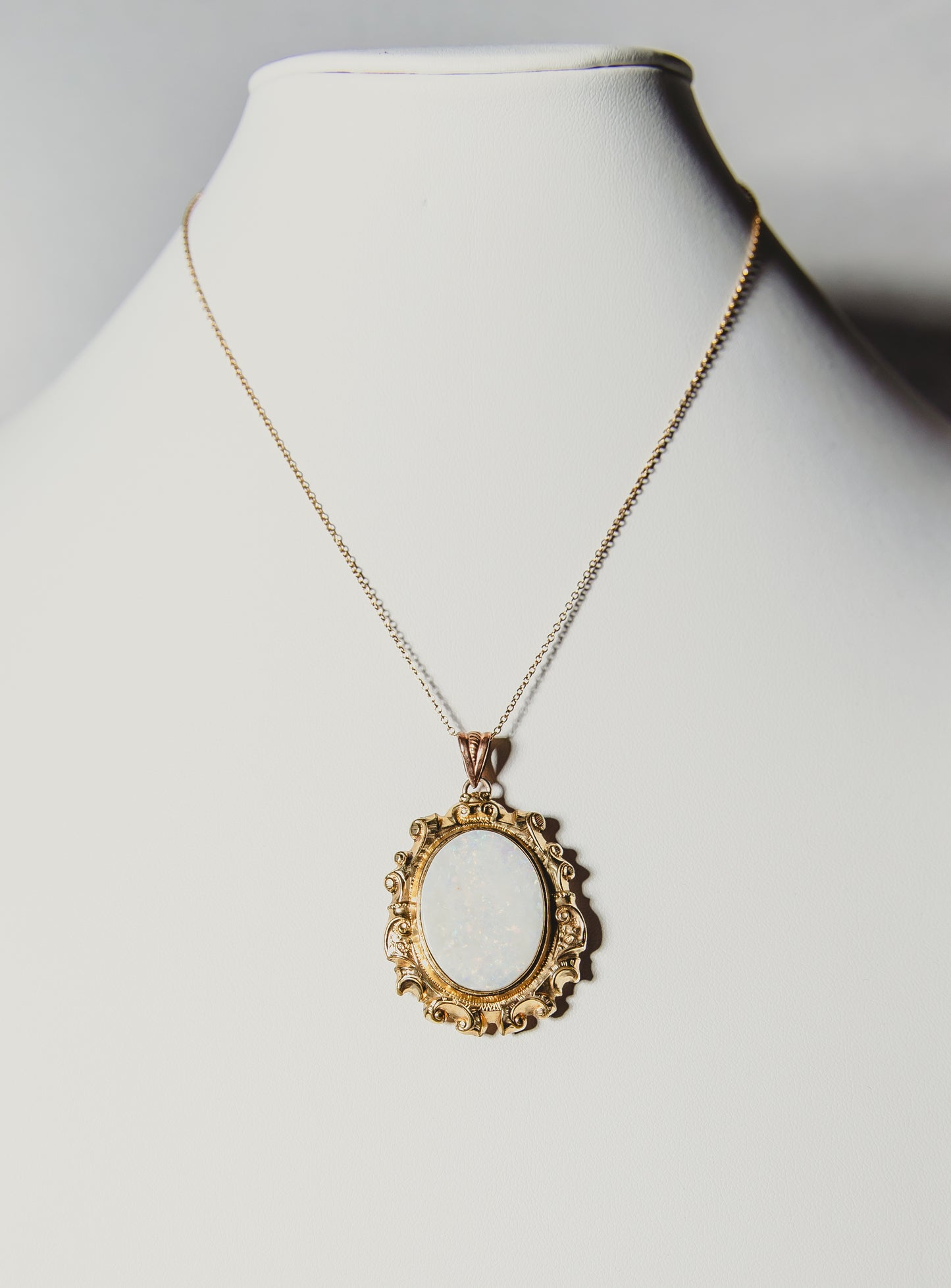 Opal & Gold Locket Necklace
