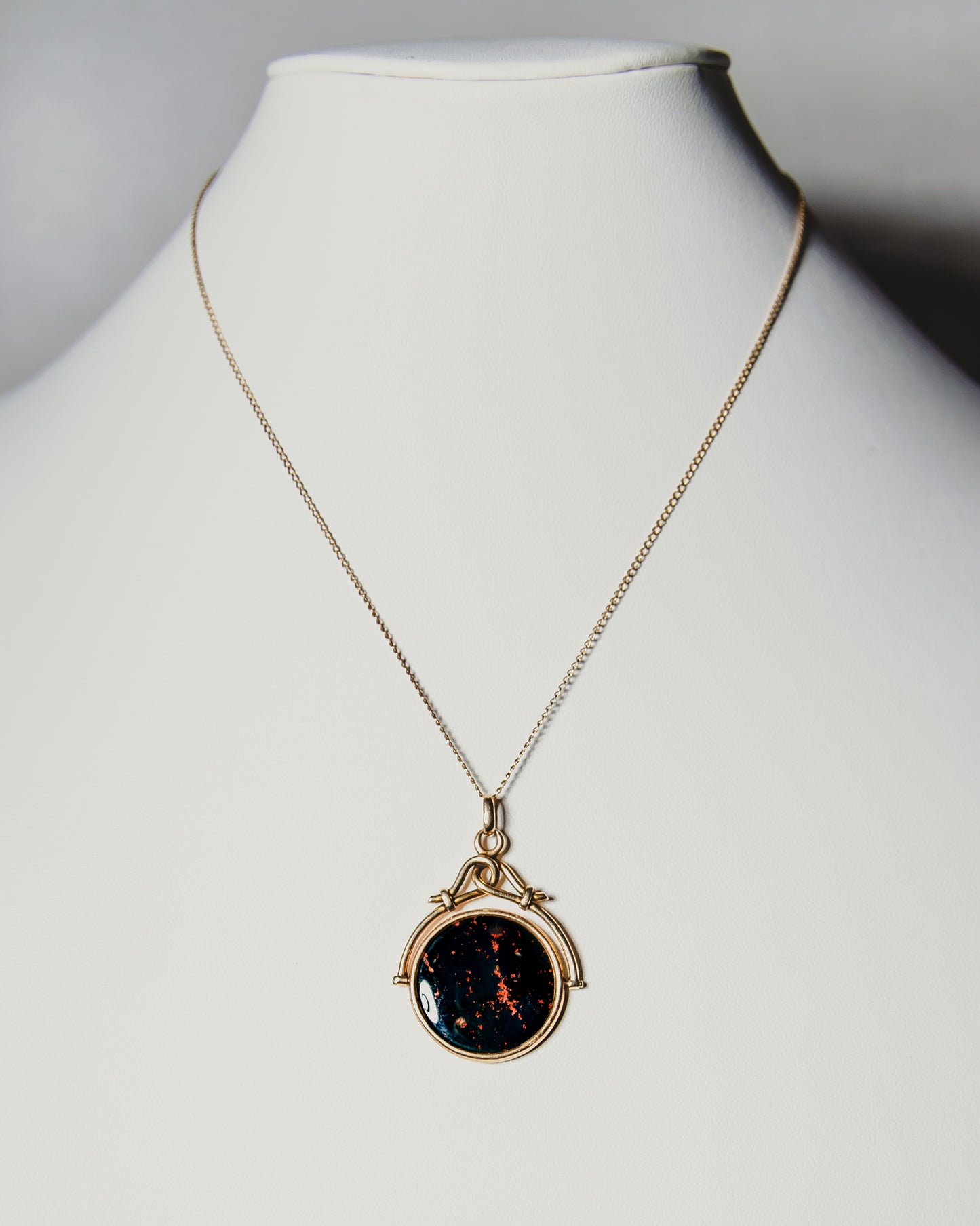 Bloodstone & Gold Pendant Necklace