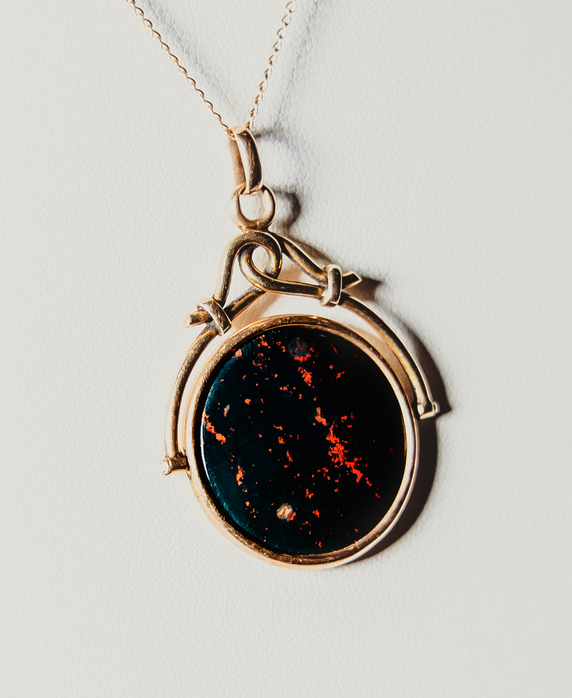 Bloodstone & Gold Pendant Necklace