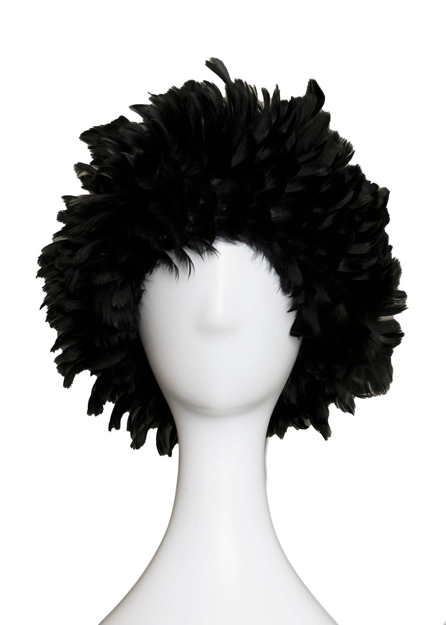 60s Black Feather Hat O/S