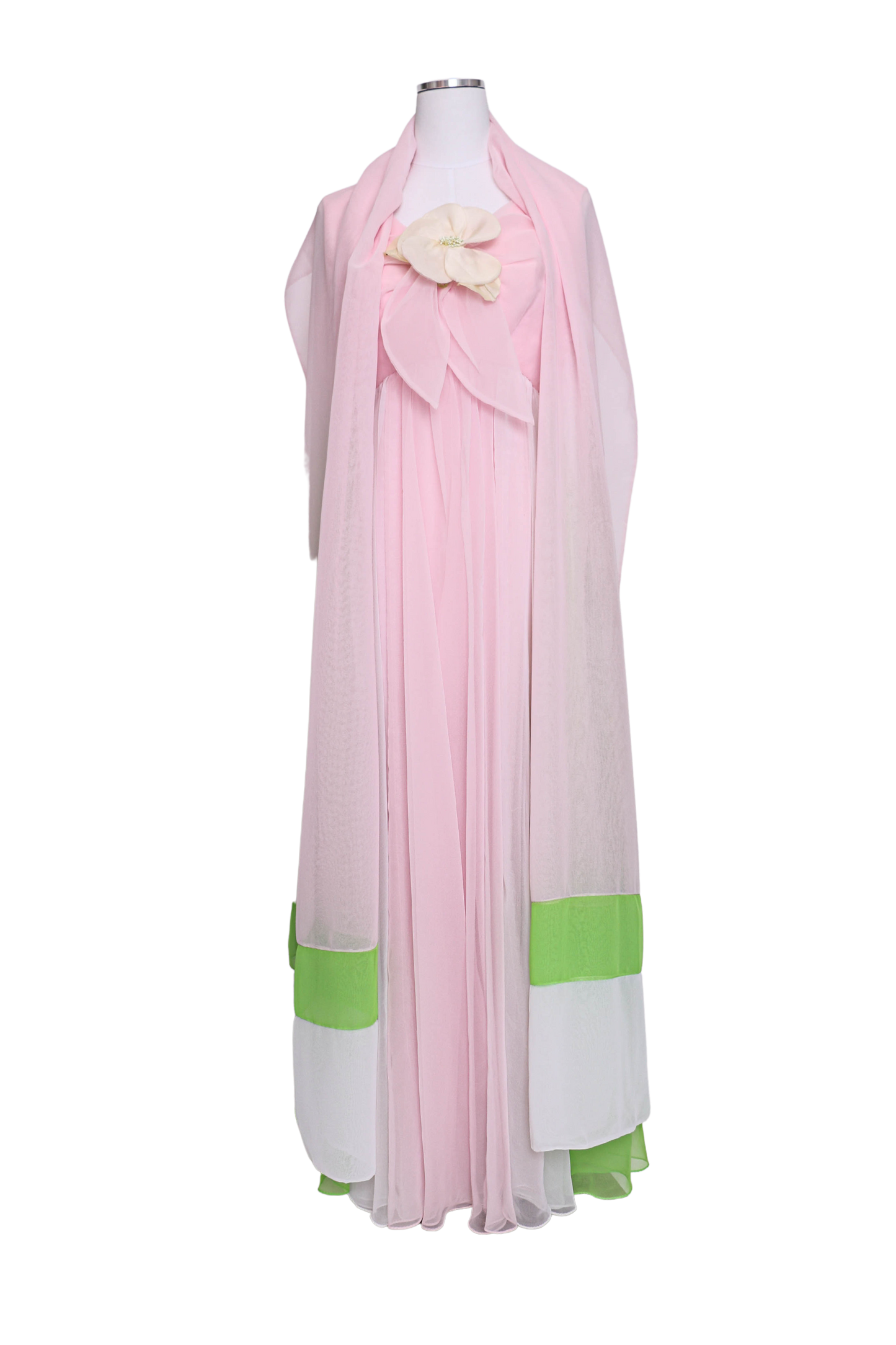 60's Pink Chiffon Dress M