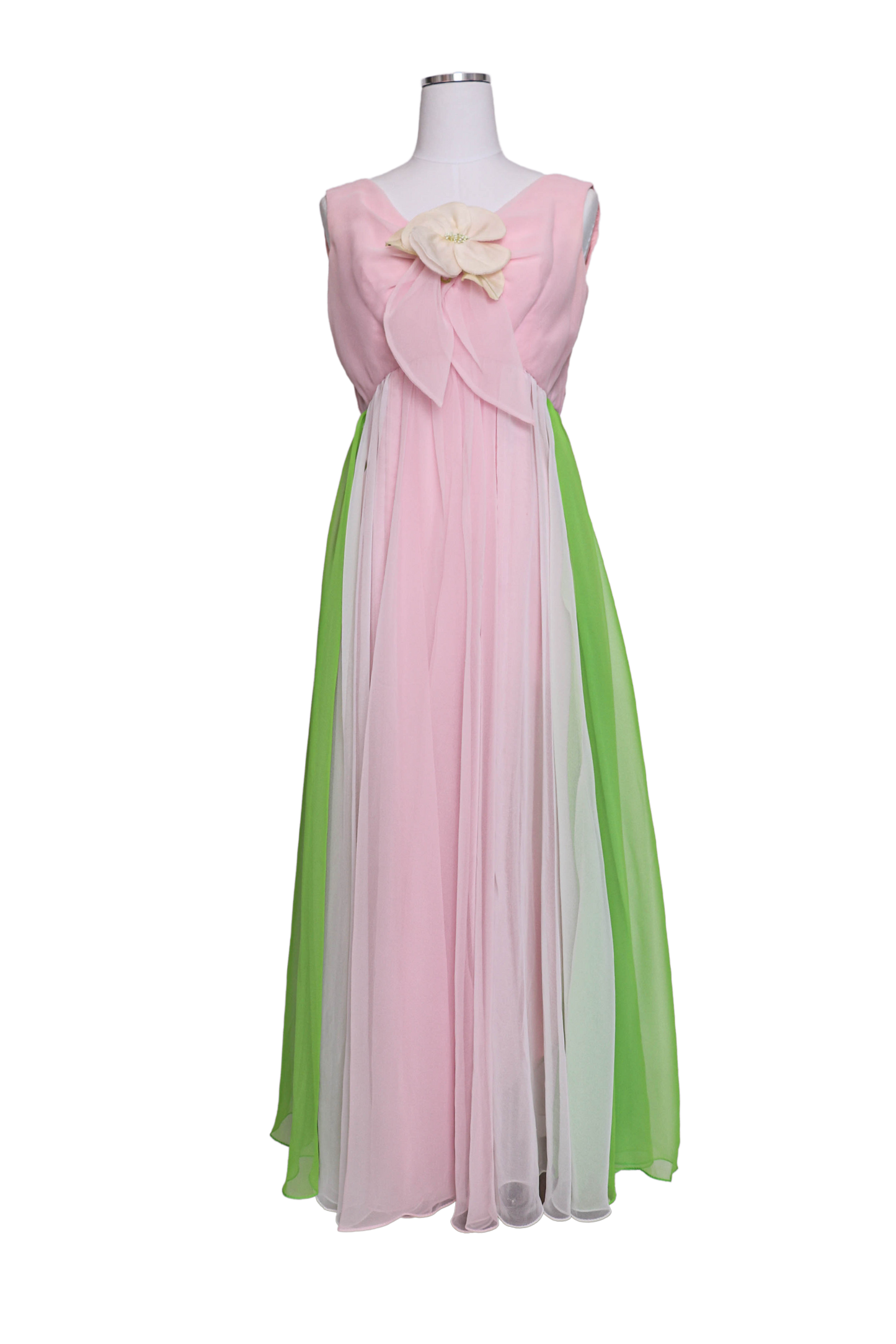 60's Pink Chiffon Dress M