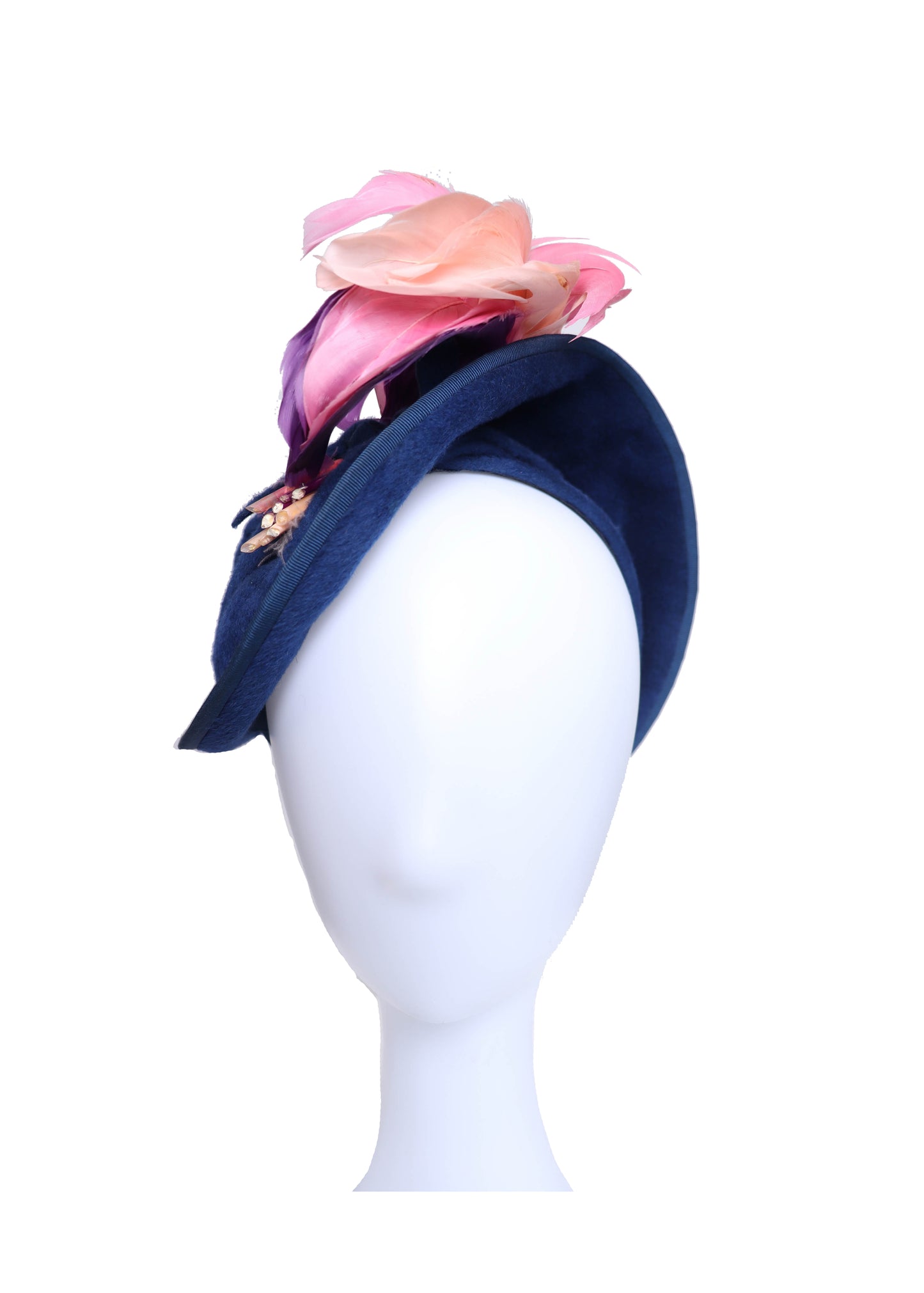 40's Blue & Pink Feather Hat