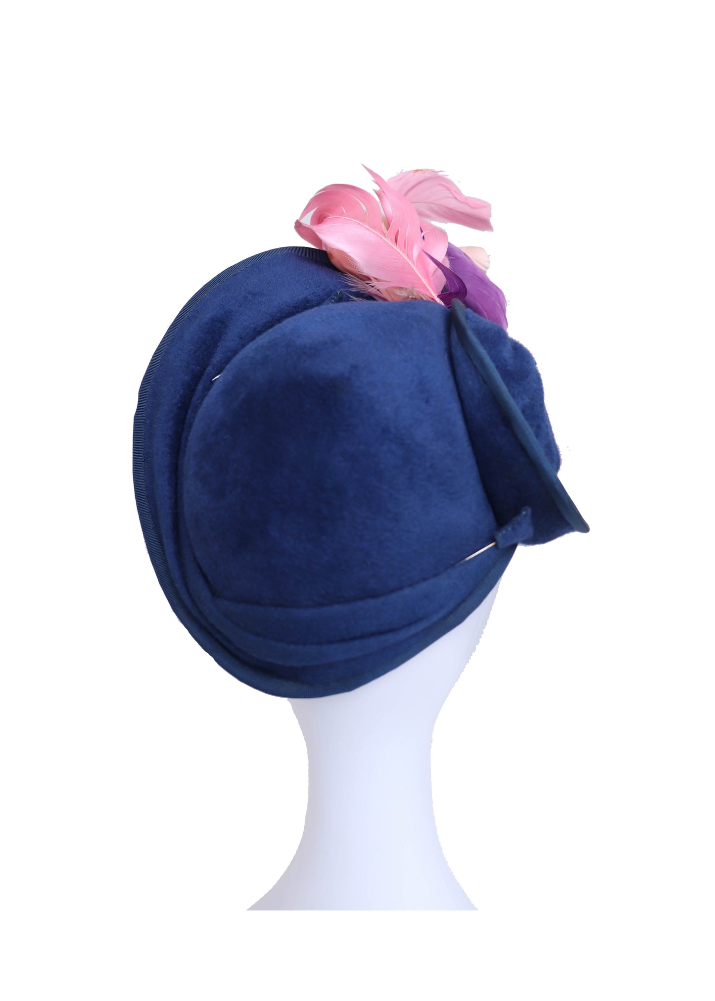 40's Blue & Pink Feather Hat