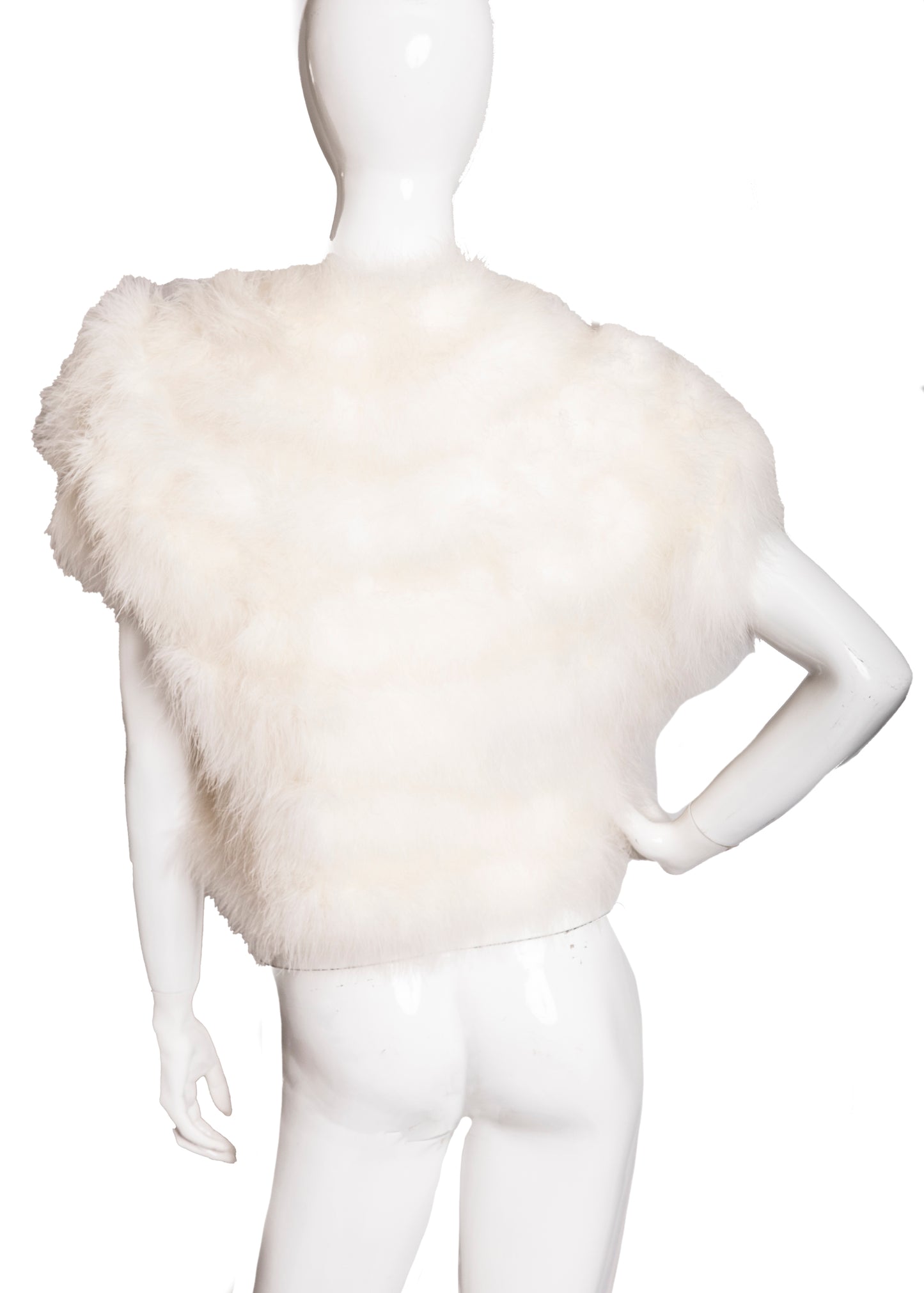 70s White Marabou Vest M