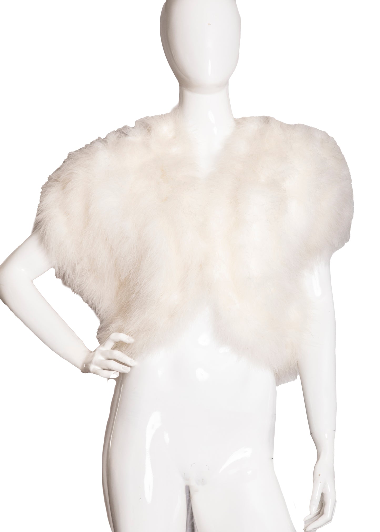 70s White Marabou Vest M