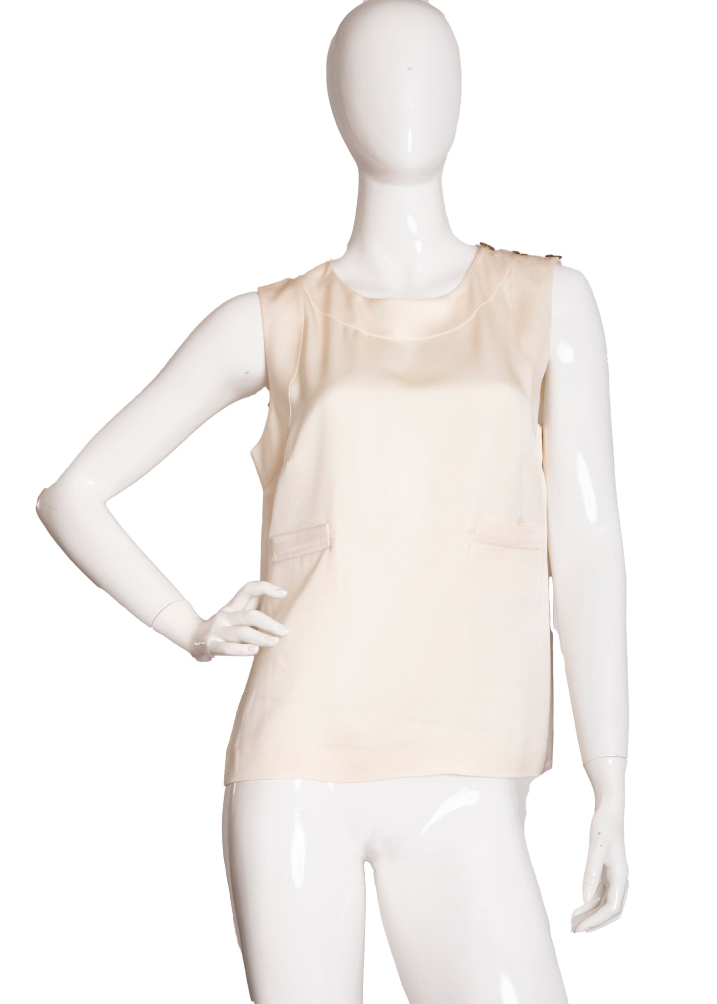 00s Chanel Sleeveless Silk Top L