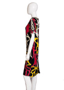 Black Red Yellow Vintage Silk Sequin Short Sleeve Knee Length Dress