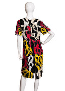 Black Red Yellow Vintage Silk Sequin Short Sleeve Knee Length Dress
