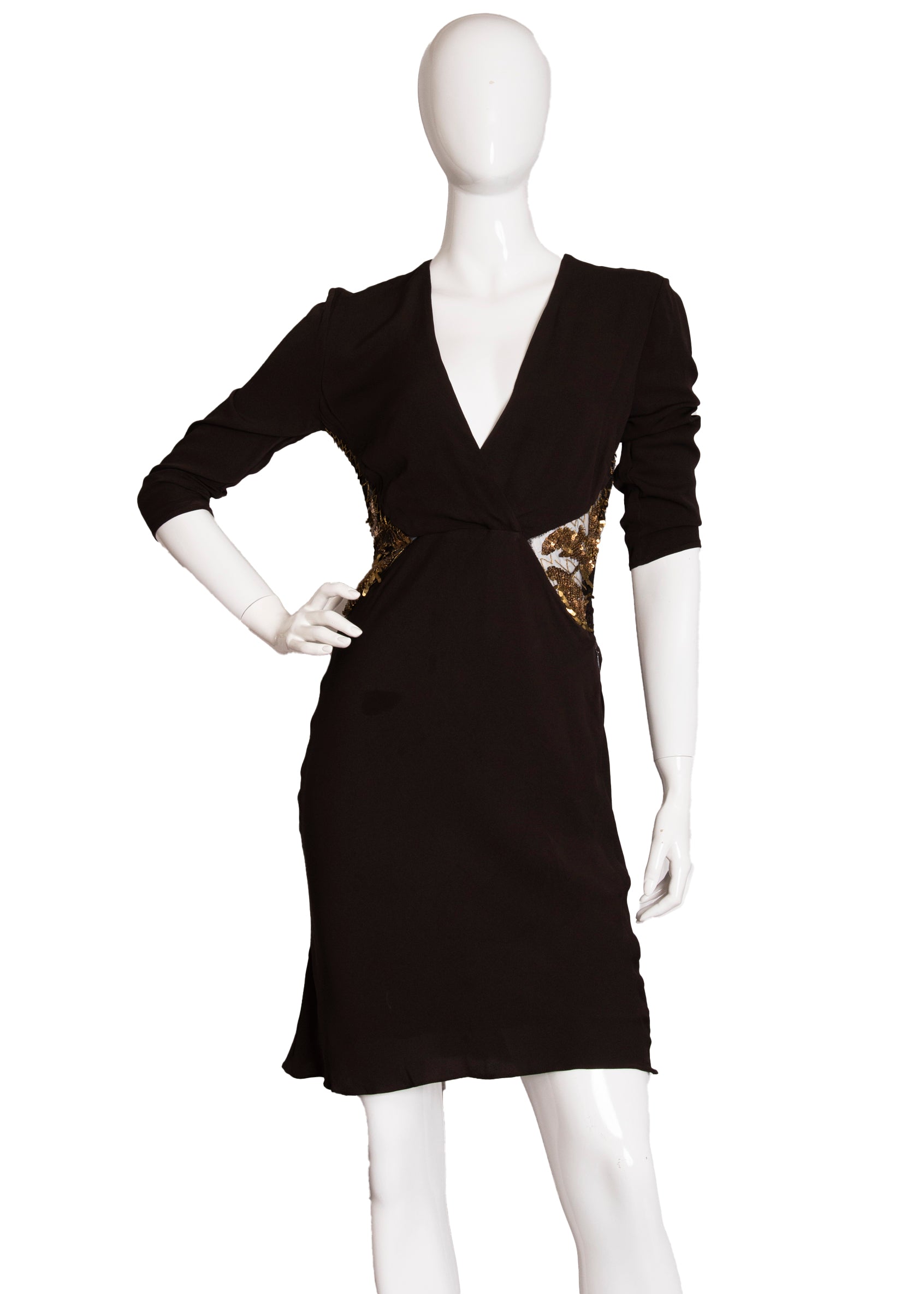 Roberto Cavalli Brown Gold 3/4 Sleeve Sequin Mini Dress – Buzz Vintage  Boutique