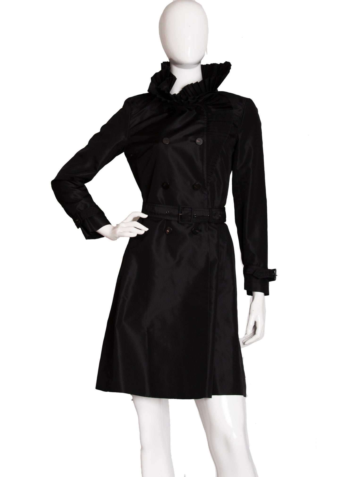 00s Valentino Black Trench Coat S