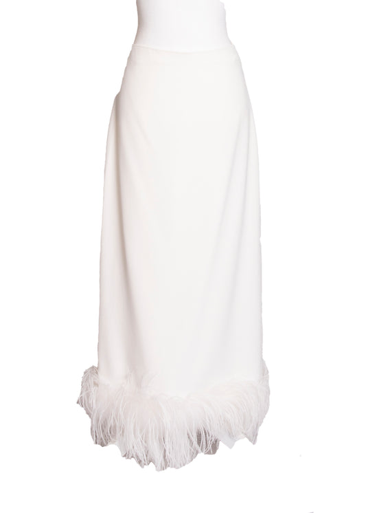 Miu Miu White Feather Trimmed Skirt M