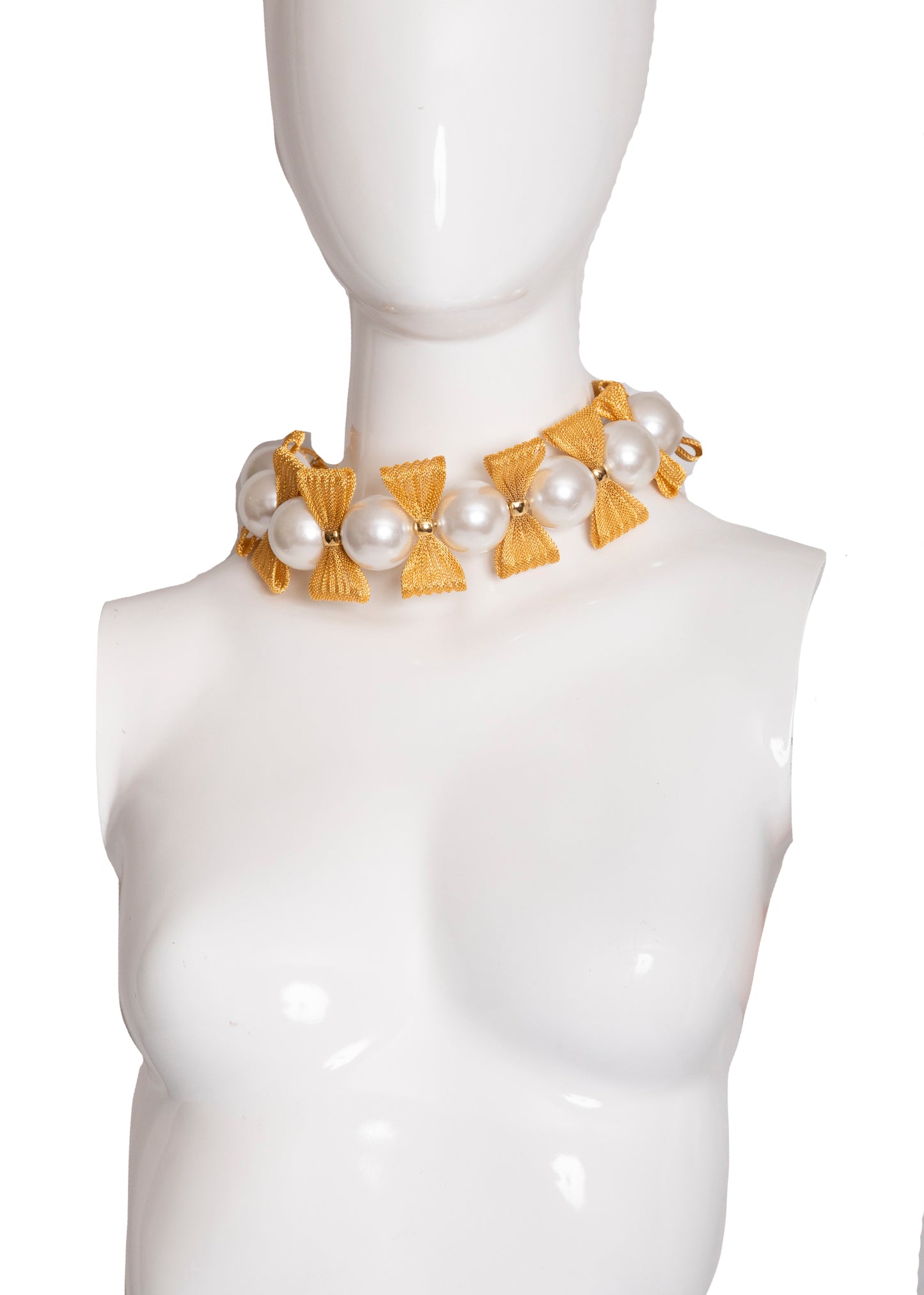 Pearl & Gold Bow Choker