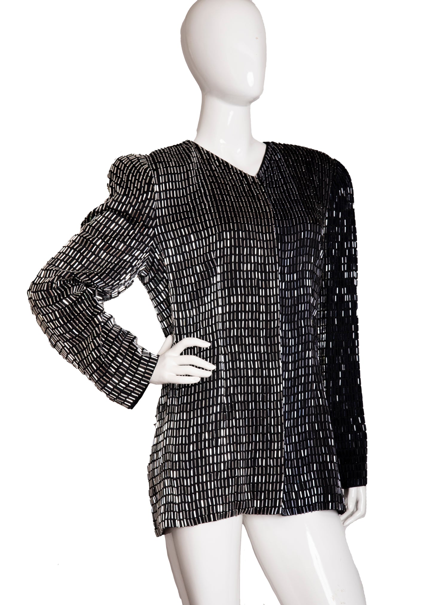 80s Krizia Black Beaded Blazer L