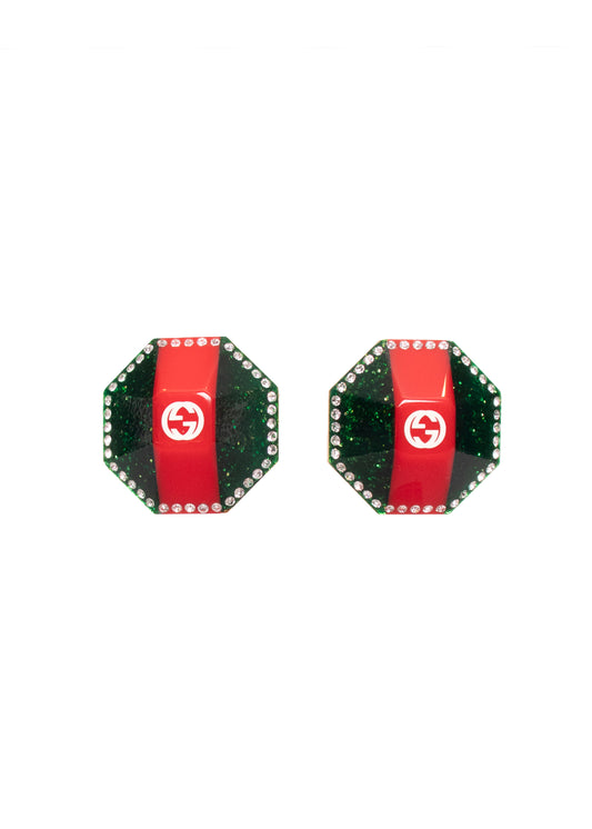 Gucci Resin Red and Green GG Earrings