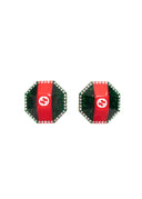 Gucci Resin Red and Green GG Logo Pierced Earrings