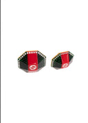 Gucci Resin Red and Green GG Logo Pierced Earrings