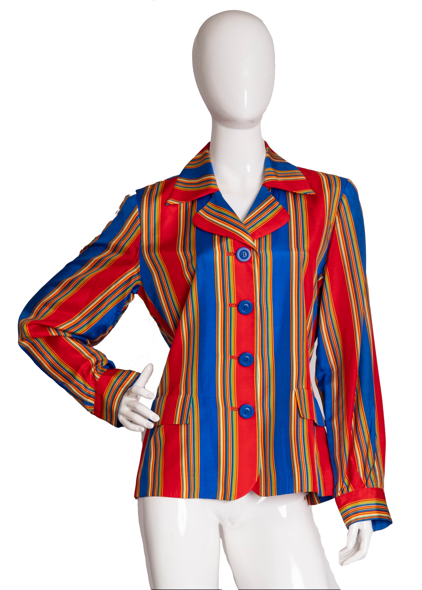 80s YSL Silk Striped Blazer M