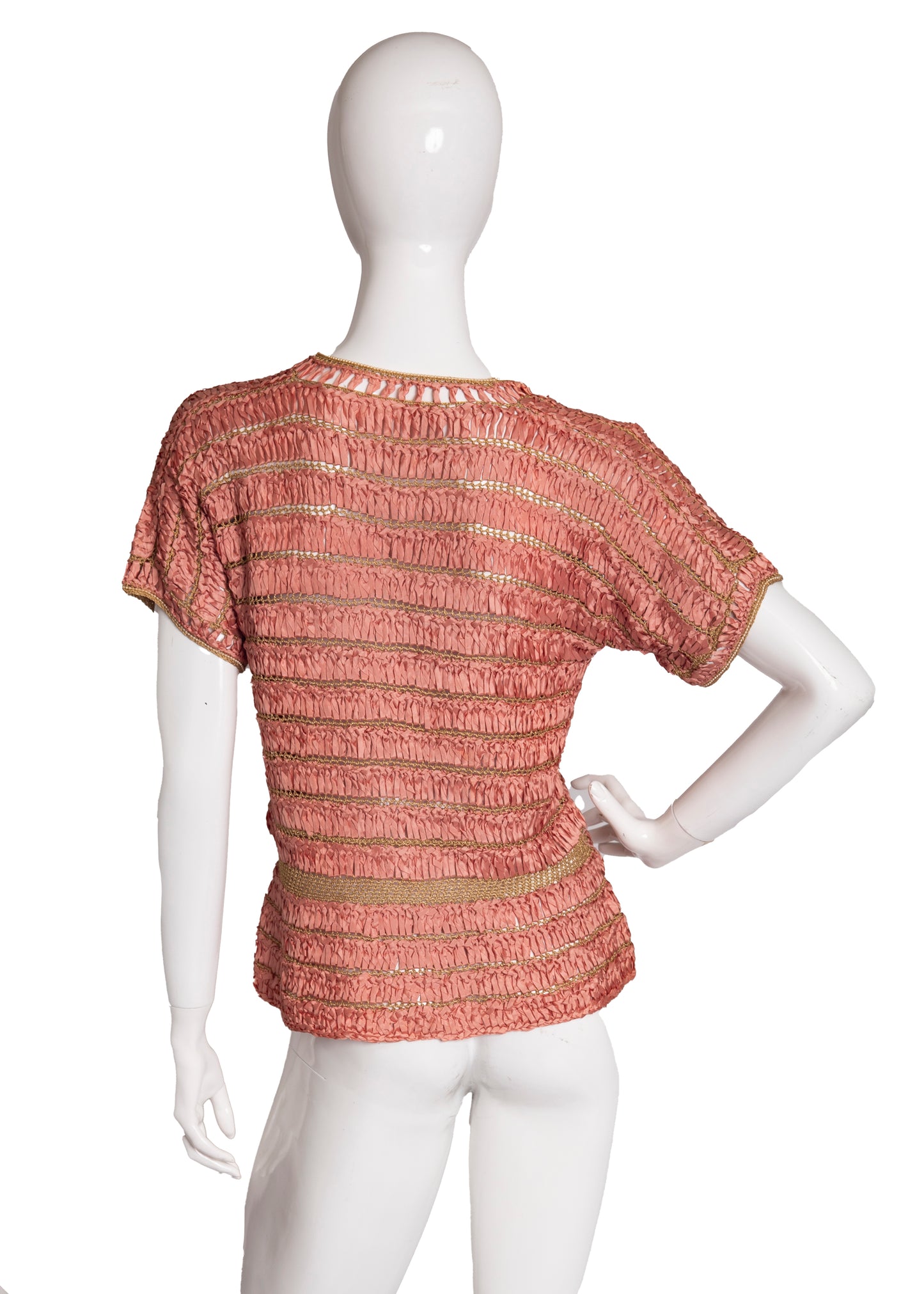 40s Rose & Gold Ribbon Top M