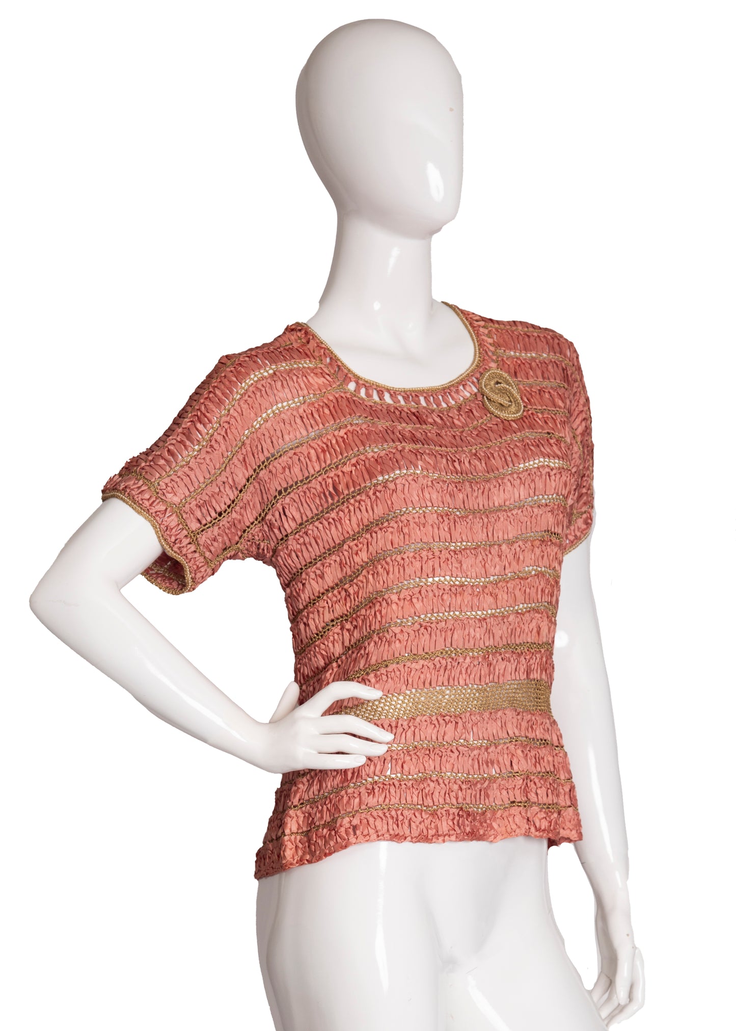 40s Rose & Gold Ribbon Top M