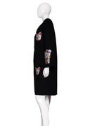 Libertine Black Crepe and Crystal Cat Knee Length Coat