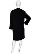 Libertine Black Crepe and Crystal Cat Knee Length Coat
