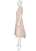 Esteves Beige Chiffon Long Sleeve Knee Length Dress