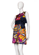 Chester Weinberg  Multi Color Silk Sleeveless Mini Dress
