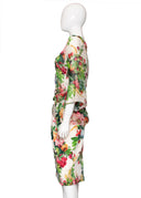 Dolce & Gabbana Silk Floral Top & Knee Length Skirt Set