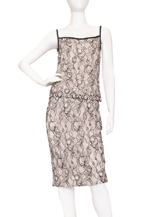 Escada Beaded Tank & Skirt Set S/M