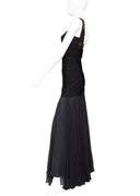 Herve Leger Black Silk Halter Bandage Maxi Dress