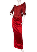 Vivienne Westwood Red Silk 3/4 Sleeve Corset Maxi Skirt Set