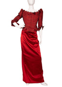 Vivienne Westwood Red Silk 3/4 Sleeve Corset Maxi Skirt Set