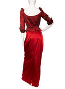 Vivienne Westwood Red Silk 3/4 Sleeve Corset Maxi Skirt Set