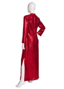 Lillie Rubin Red Sequin Long Sleeve Maxi Dress